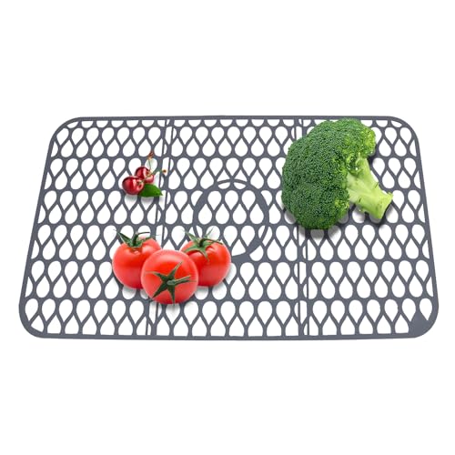 Sink Mat Sink Protectors for Kitchen Sink By Better Housewares Wok Stand Strong Adsorption And Skid Resistance PVC Free Silicone Sink Mat (26" x 14")