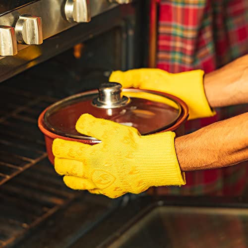 Grill Armor Oven Gloves with Fingers (One Size Fits Most Standard Cuff / Yellow)
