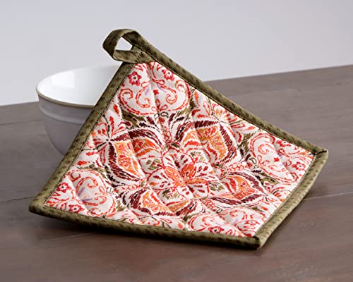100% Cotton Oven Mitt & Pot Holder Set (036 - Damask / 7.5" x 13" & 8" x 8" (Oven Mitt & Pot Holder))