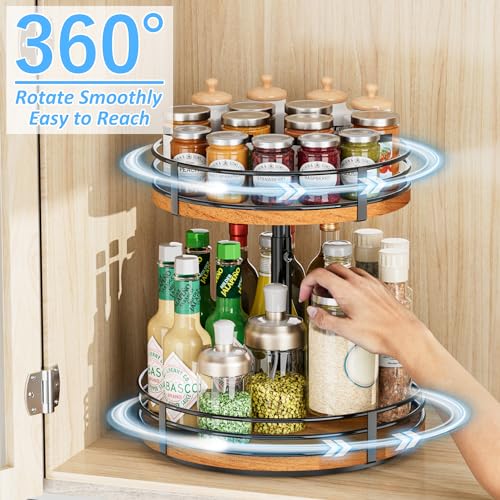 Lazy Susan Turntable Organizer Adjustable (12 inch 2 Tier)