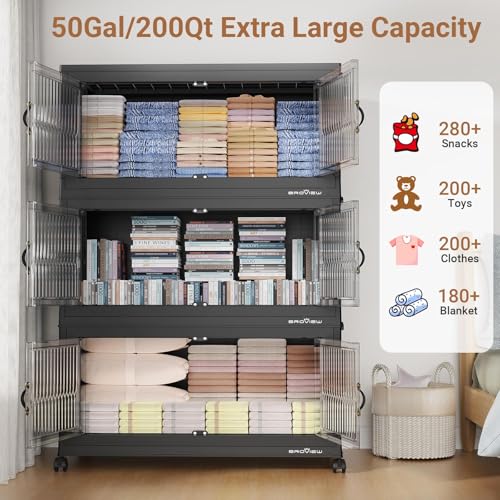 800Qt Extra Large Stackable Storage Bins with Lid (4 Count)