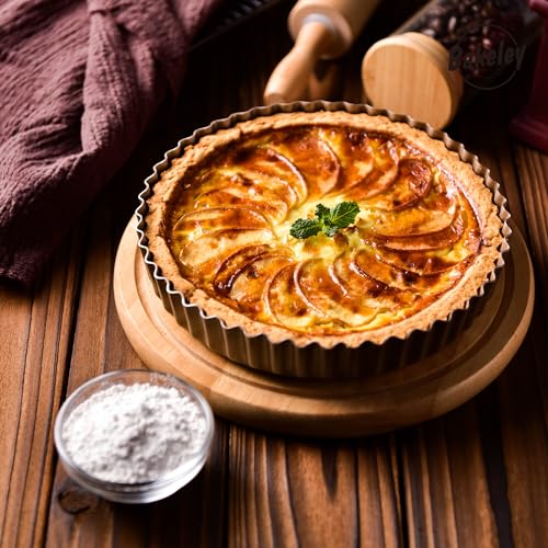 8-Inch Non-Stick Round Tart Pan with Removable Loose Bottom, Quiche Pan for Oven Baking (Champagne Gold) (8" Round (Champagne Gold))