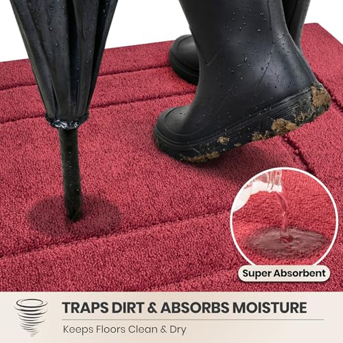 Dirt Trapping Door Mat Indoor Entrance (Burgundy Red / 24" X 35.5" (Rectangular))