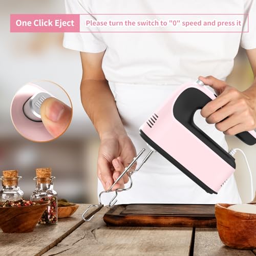 9 Speed Digital Hand Mixer Electric (Pink/Black)