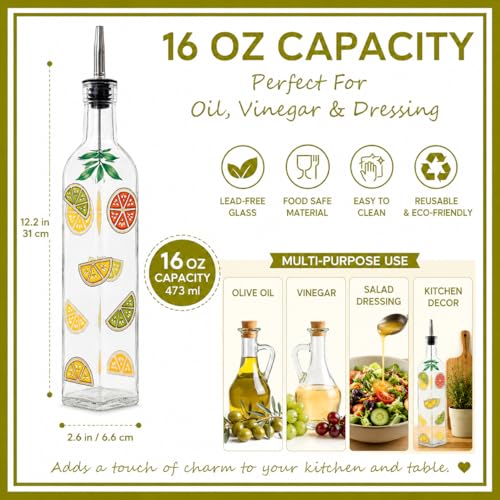 17oz Hand Painted Glass Olive Oil Bottle (eggplant)