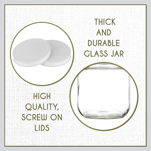 Half Gallon Mason Jar Wide Mouth with Airtight White Metal Lid (White Lid)