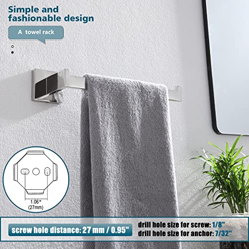 Towel Bar Shiny Chrome Hand Towel Ring Holder for Bathroom Kitchen Hardware Wall Mounted (Polished Chrome)