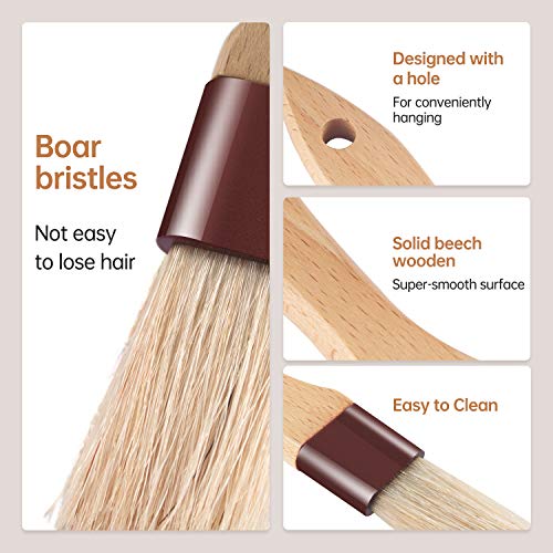 Pastry Brushes for Baking Basting Brush with Boar Bristles and Beech Hardwood Handles Culinary Oil Brush for Barbecue Butter Grill BBQ Sauce Baster Marinade Kitchen Food Cooking Brushes (1 inch & 1.5 inch - 4PCS)