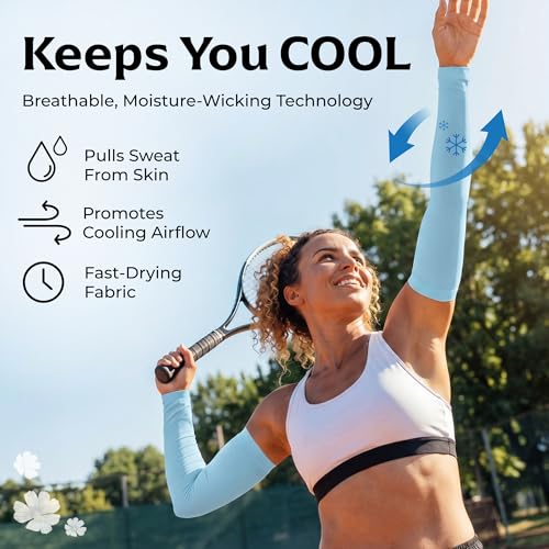 Women’s Cooling Arm Sleeves (1 Pair: Pastel Blue / One Size)
