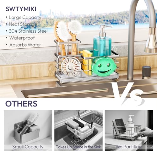 Kitchen Sink Caddy Organizer (Silver-drying Stone)