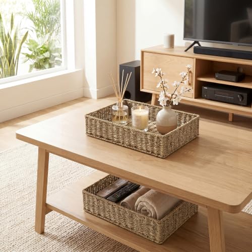 Large Seagrass Tray for Bathroom (Natural(seagrass) / 15 ¾"L x 11 ¼"W x 3 ½"H)