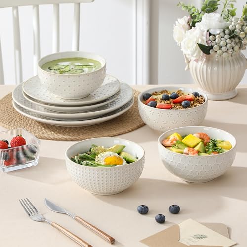 24 Piece Farmhouse Dinnerware Set for 8 (White / Service for 8 (24 Pcs))