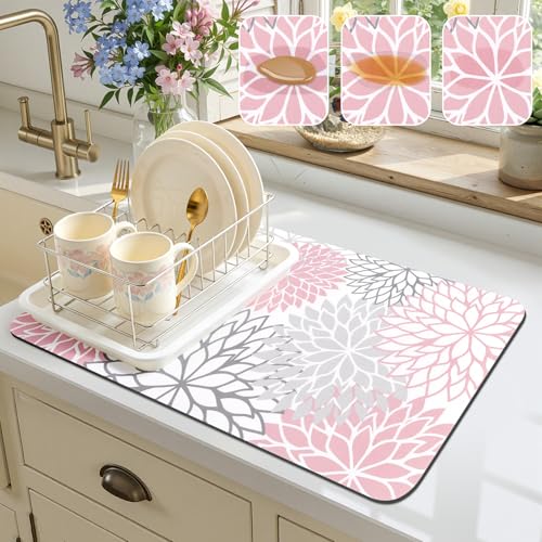 Dish Drying Mat (Pink / 12" x 20")