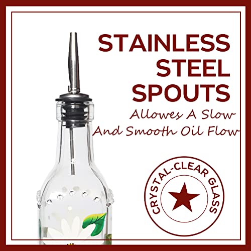 17oz Hand Painted Glass Olive Oil Bottle (Daisy)