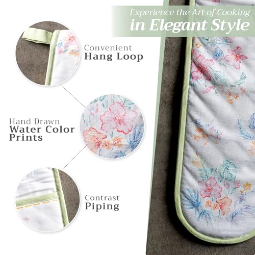 Double Oven Mitts 100% Cotton Double Oven Glove (102 - Paradise Island / 7" x 35" (Double Oven Mitt))