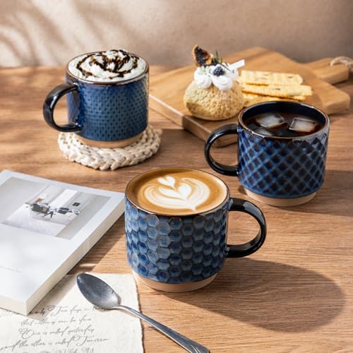 12 OZ Stackable Coffee Mugs Set of 4 (Deep Sea / 12oz (With Stand))