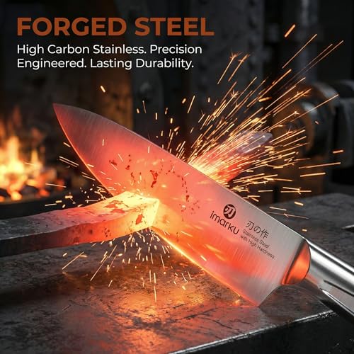 Japanese High Carbon Stainless Steel Knife Set with Block (Silver Gray)