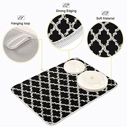 Super Absorbent Dish Drying Mat (Geometry Texture Classic Modern / 18" x 24")
