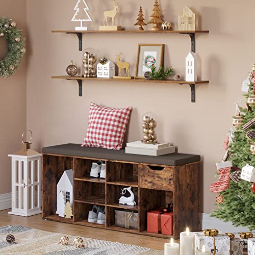Long Wall Shelves (Rustic Brown / 47.3 Inch)