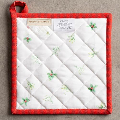 Pot Holders 100% Cotton Potholders (114 - Christmas Tradition / 8" x 8" (Pot Holder Pack of 1))