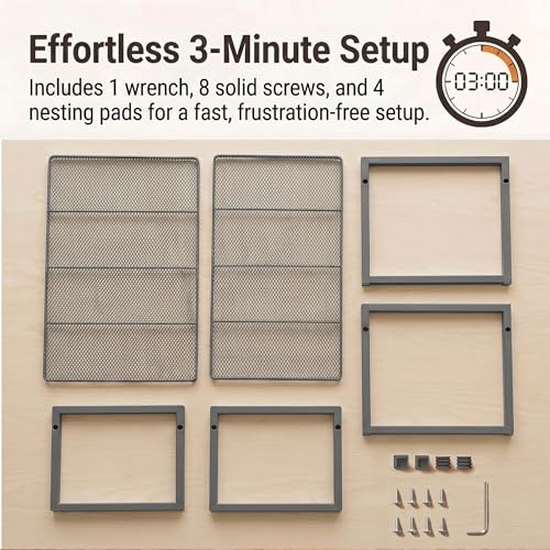 Stackable Kitchen Cabinet Organizer Shelves Pantry Rack Set of 2 (Charcoal Black / 16.1'' W)