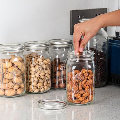 Wide Mouth Mason Jars 32 oz (32 oz-12Pack-Mason)