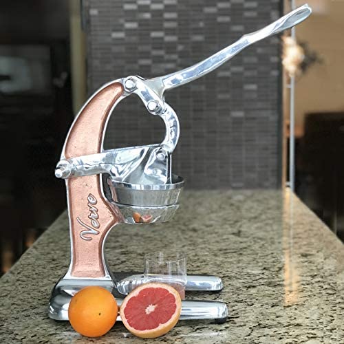 Artisan Cast Aluminum Professional Grade Manual Hand Press Juicer for Orange (Rose Gold)