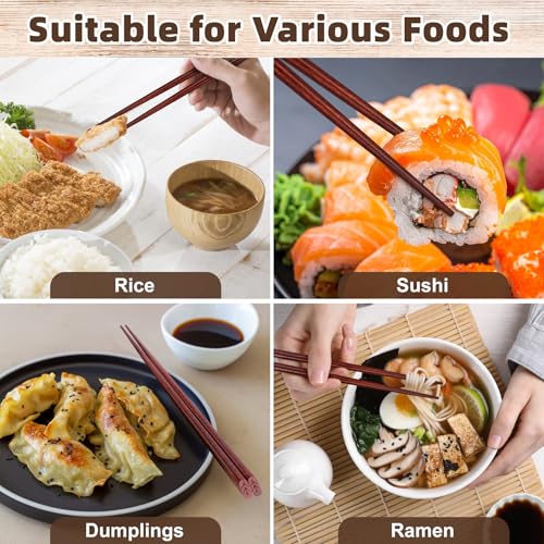 5 Pairs Hardwood Chopsticks Japanese Style Reusable Hand (Natural Wood Style 2)