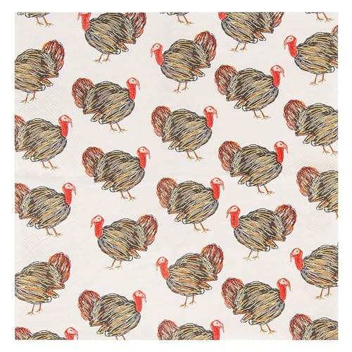 100 Pack Turkey Thanksgiving Cocktail Napkins for Party Supplies (100 Pack)