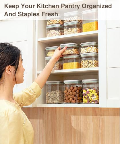 Pop Airtight Food Storage Containers Set with Lids (gray, 6 Pcs)