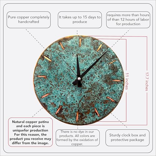 Handmade Copper Wall Clock Artisan Touch in Every Piece (Pure Copper / 11)