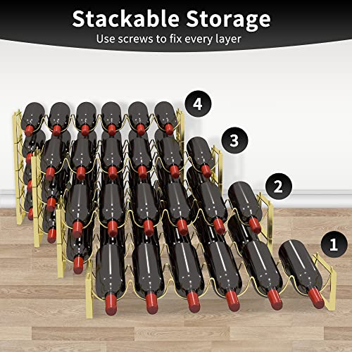 4 Tier Wine Rack (Gold / 24-Bottle)
