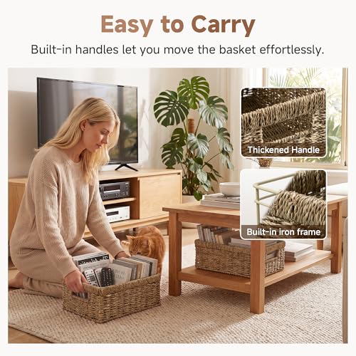 Wicker Baskets for Organizing (Natural (Seagrass) / 2x 13"L x 8¼"W x 4¾"H)
