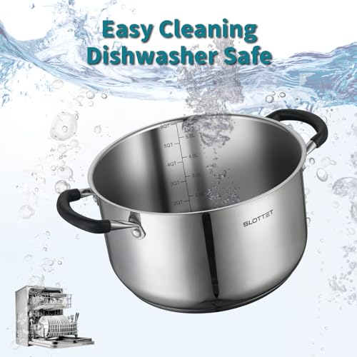 6 Quart Stainless Steel Stock Pot with Steamer (6.3 Quarts)