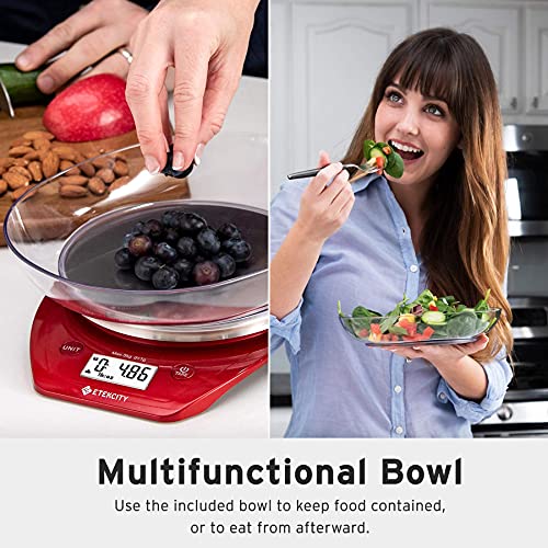 Food Kitchen Scale with Bowl (Chili Red / 11lb / 11lb)