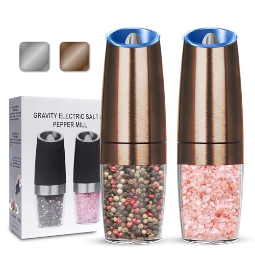 Battery Operated Gravity Salt And Pepper Grinder Set (Copper)