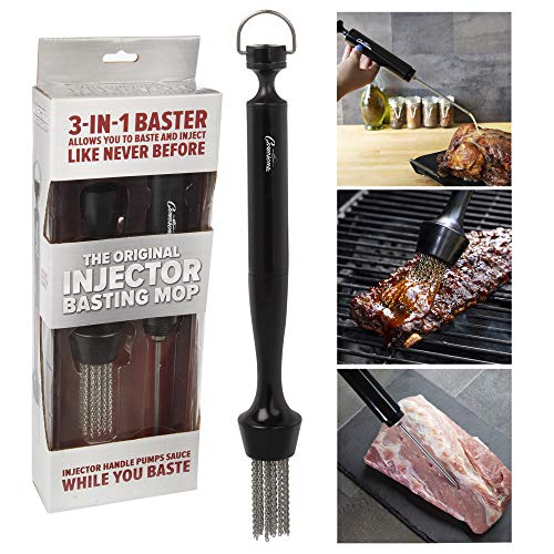 3-in-1 Barbecue Chain-Link Basting Mop, Built-in Injector