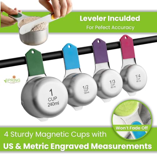 9 Magnetic Measuring Cups & Spoons Set w (Multicolor)