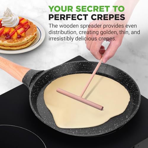9.45” Non Stick Crepe Pan with Wooden Spreader (Black / 9")