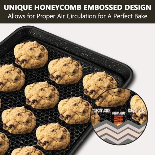 Baking Sheet Pan Set of 2 (15x10x1 inch Set / Textured Black)