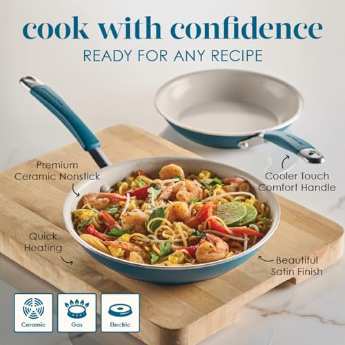 Cucina Ceramic Nonstick Frying Pans (Skillet Set (8.5" & 10") / Marine Blue)