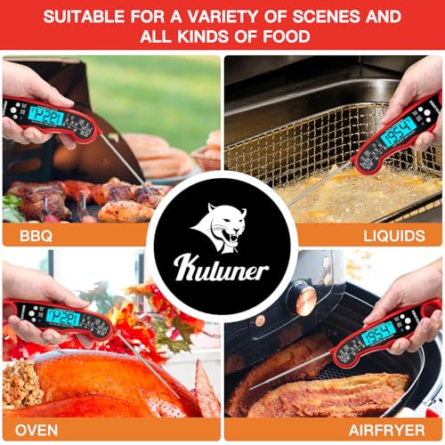 Digital Instant Read Meat Thermometer for Cooking (Red)