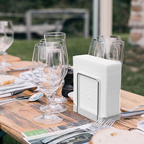 Napkin Holder for Table (Silver/White / 5.78 x 2.51 x 5.04 inches)