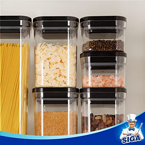 6 Piece Airtight Food Storage Container Set for Pantry Organization (Black)