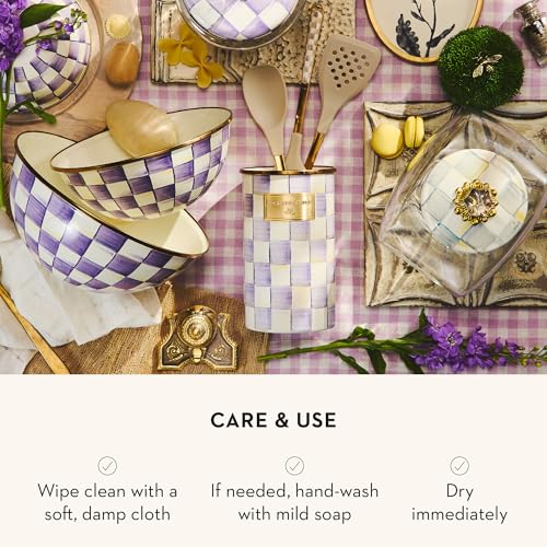 Enamel Utensil Holder (Violet Check)