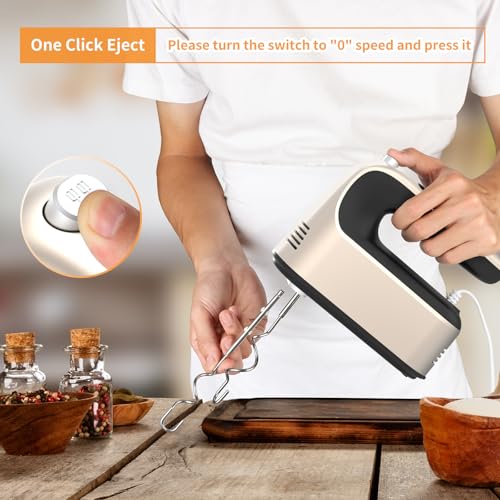 9 Speed Digital Hand Mixer Electric (Champagne Gold)