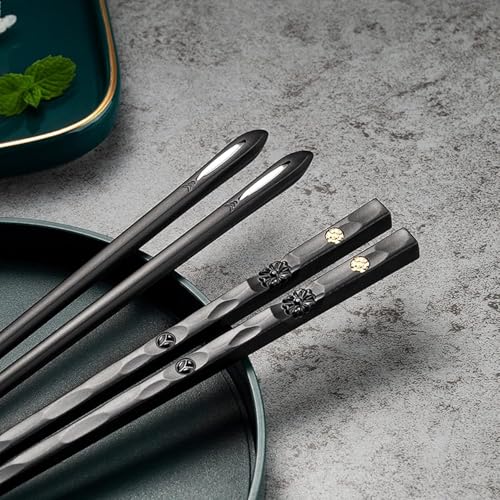 5 Pairs Food Grade PET+Glass Fiber Alloy Polymer Laser Engraving Japanese Metal Chopsticks