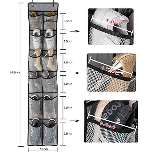 Over The Door Shoe Organizer 2 Pack (Grey-2 Pack of 12)