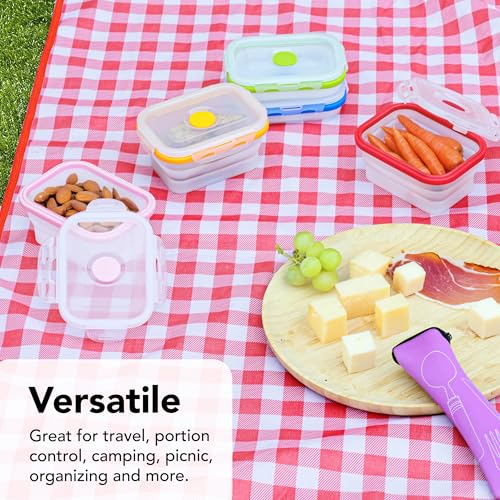 Collapsible Food Storage Containers with Lids (Assorted Colors 12oz-8pc)