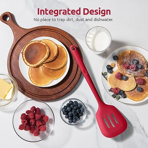 Silicone Turner Slotted Spatula (Red / 13.6")